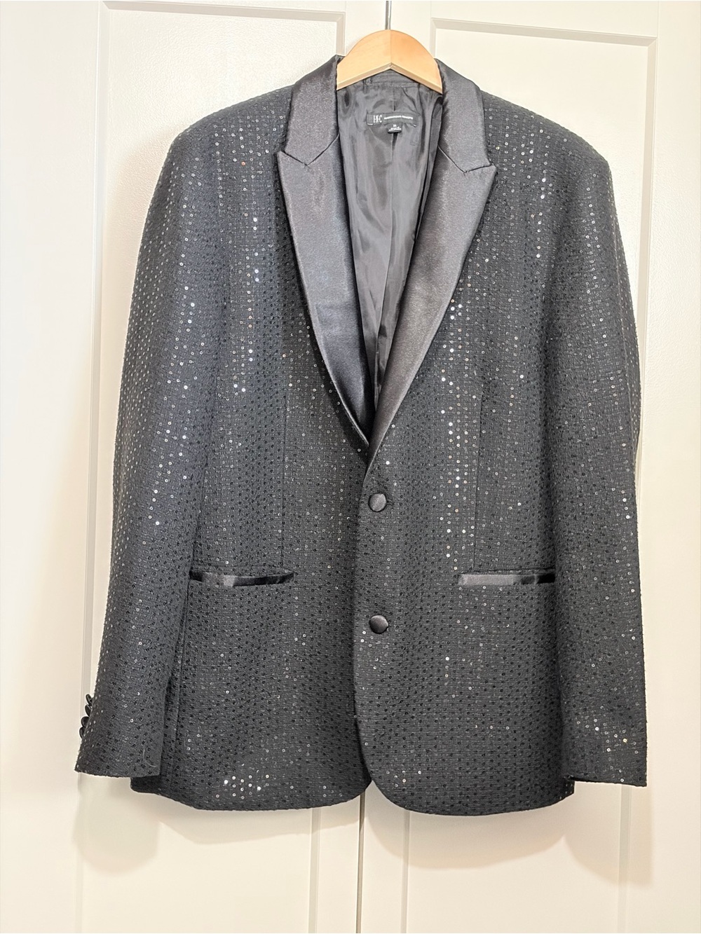 INC International Concepts Black Sequin Evening Tuxedo Blazer XL $150